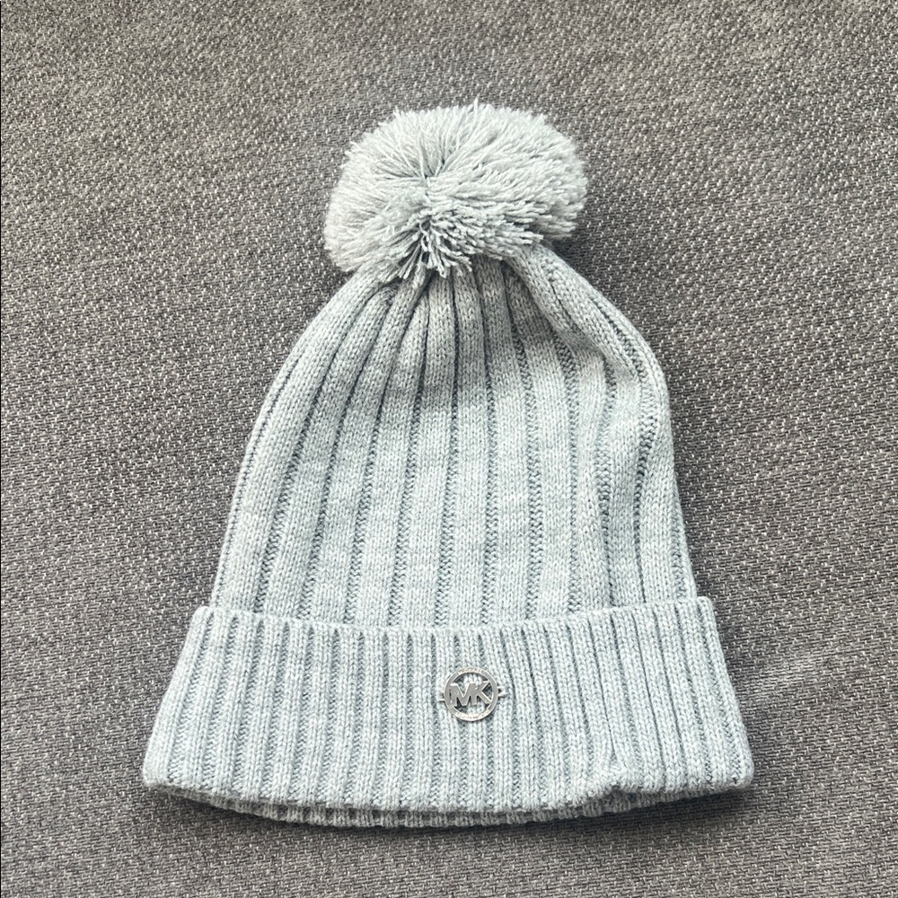 Michael Kors Gray Knit Pom-Pom Hat